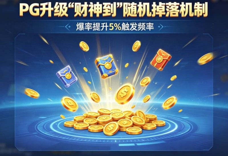 欧宝娱乐PG升级“财神到”随机掉落机制，爆率提升5%触发频率。